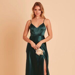 BIRDY GREY - Jay Dress - Shiny Satin Emerald - X-Small